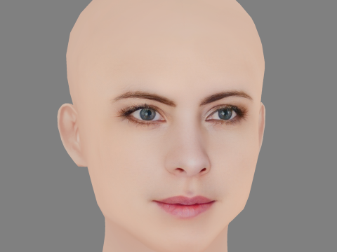 Malin Crepin Head - No Hair - Low poly head for game 3D 모델