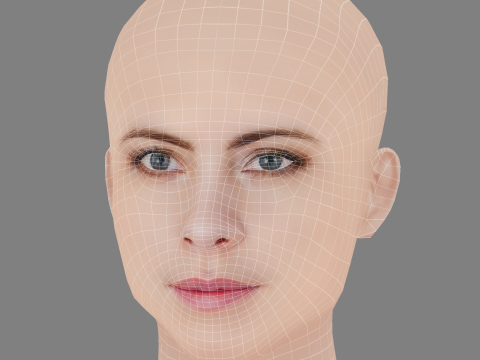 Malin Crepin Head - No Hair - Low poly head for game 3D 모델