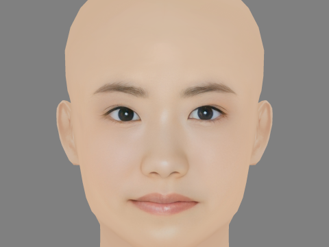 Mana Ashida Head - No Hair - Low poly head for game 3D Model