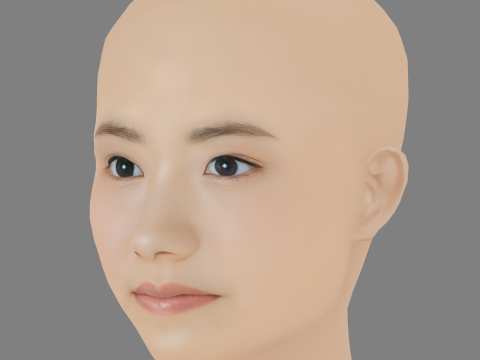 Mana Ashida Head - No Hair - Low poly head for game 3D Model