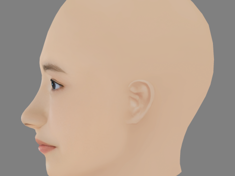 Mana Ashida Head - No Hair - Low poly head for game 3D Model