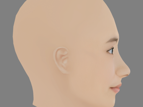 Mana Ashida Head - No Hair - Low poly head for game 3D Model