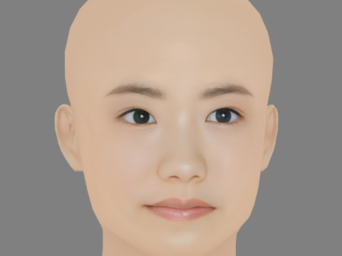 Mana Ashida Head - No Hair - Low poly head for game 3D Model