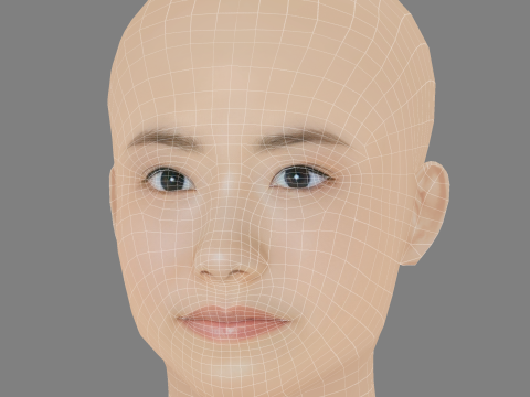 Mana Ashida Head - No Hair - Low poly head for game 3D Model