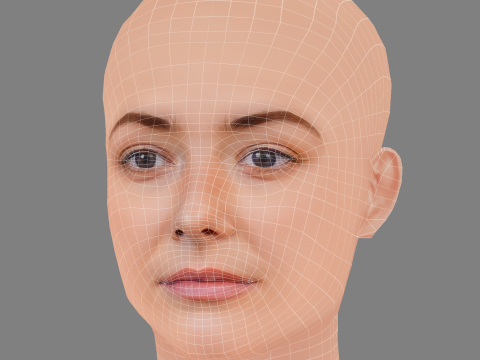 Testa di Maria Ehrich - Senza capelli - Testa in poliestere bassa per il gioco Modello 3D