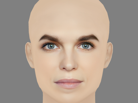 Marie Bach Hansen Head - No Hair - Low poly head for game 3D 模型