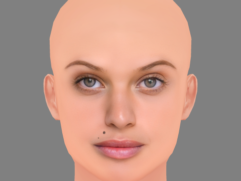 Matilde Reymao Head - No Hair - Low poly head for game Modello 3D