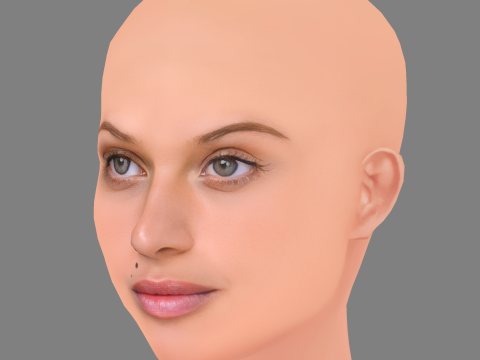 Matilde Reymao Head - No Hair - Low poly head for game Modello 3D