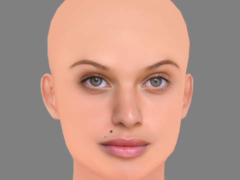 Matilde Reymao Head - No Hair - Low poly head for game Modello 3D