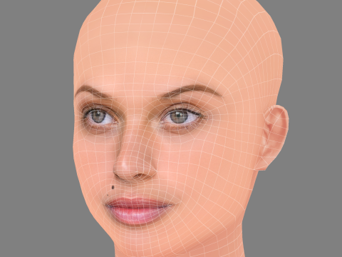 Matilde Reymao Head - No Hair - Low poly head for game Modello 3D