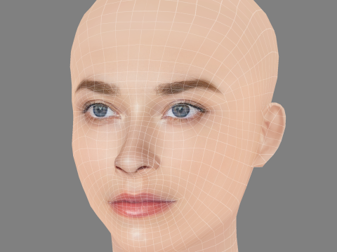 Milena Tscharntke Head - No Hair - Low poly head for game Modèle 3D