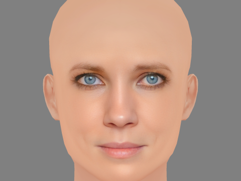 Moa Gammel Head - No Hair - Low poly head for game Model 3D