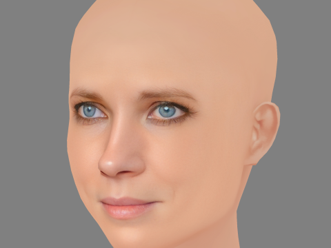 Moa Gammel Head - No Hair - Low poly head for game Model 3D