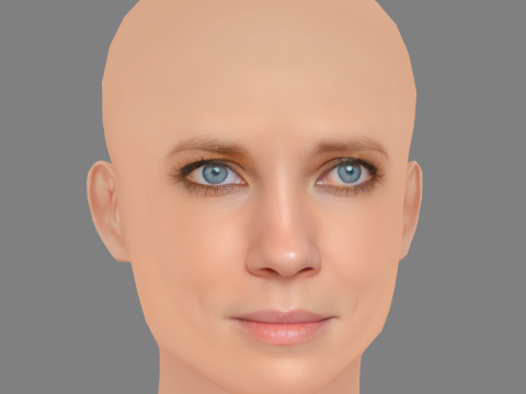 Moa Gammel Head - No Hair - Low poly head for game Model 3D