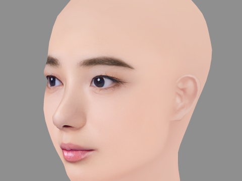 Moemi Katayama Head - No Hair - Low poly head for game 3D Model