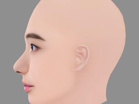 Moemi Katayama Head - No Hair - Low poly head for game 3D Model