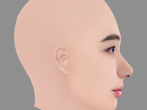 Moemi Katayama Head - No Hair - Low poly head for game 3D Model