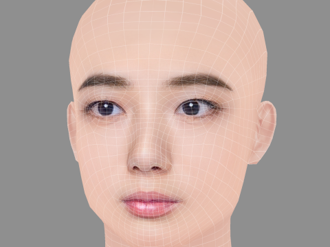 Moemi Katayama Head - No Hair - Low poly head for game 3D Model