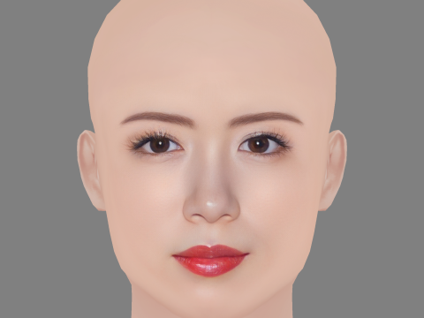Nagano Mei Head - No Hair - Low poly head for game 3D 模型