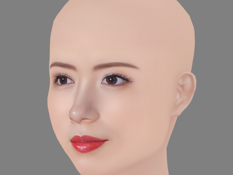 Nagano Mei Head - No Hair - Low poly head for game 3D 模型