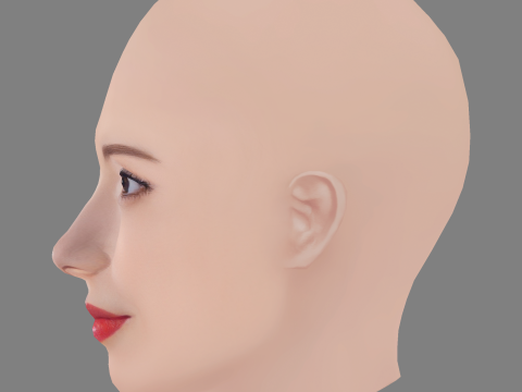 Nagano Mei Head - No Hair - Low poly head for game 3D 模型