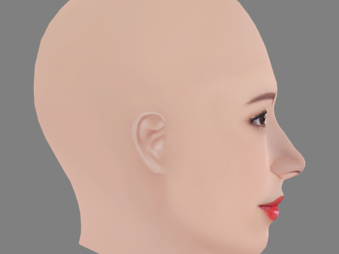 Nagano Mei Head - No Hair - Low poly head for game 3D 模型