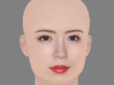 Nagano Mei Head - No Hair - Low poly head for game 3D 模型