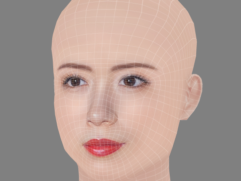 Nagano Mei Head - No Hair - Low poly head for game 3D 模型