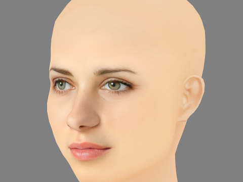 Nora Tschirner Head - No Hair - Low poly head for game Modello 3D