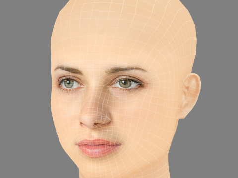 Nora Tschirner Head - No Hair - Low poly head for game Modello 3D
