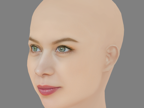 Paula Beer Head - No Hair - Low poly head for game 3D Модель