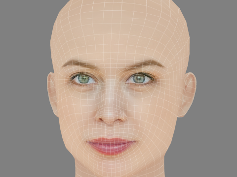 Paula Beer Head - No Hair - Low poly head for game 3D Модель