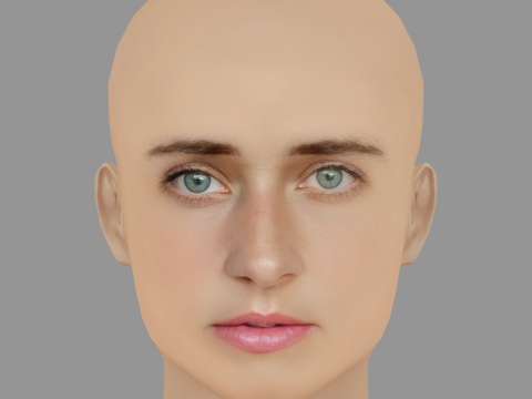 Svenja Jung Head - No Hair - Low poly head for game 3D Model