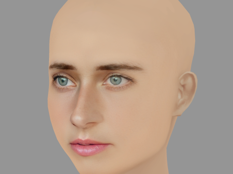 Svenja Jung Head - No Hair - Low poly head for game 3D Model