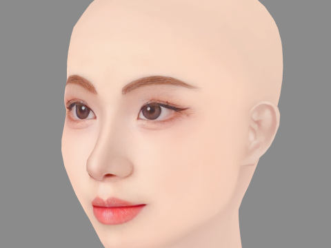 Lee Joo eun Head - No Hair - Low poly head for game 3D 模型
