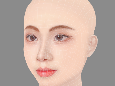 Lee Joo eun Head - No Hair - Low poly head for game 3D 模型