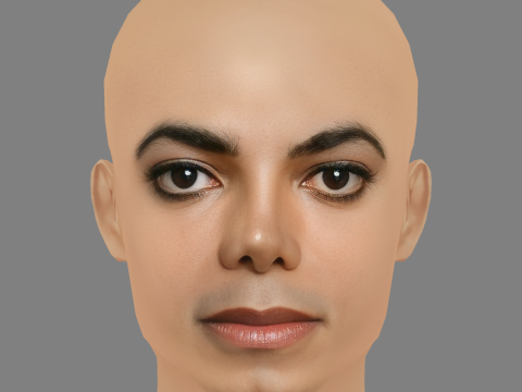 Michael Jackson Head - Low poly head for game Model 3D