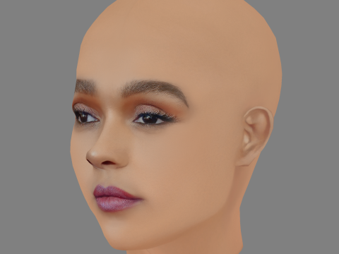 Janelle Monae Head - No Hair - Low poly head for game 3D Model