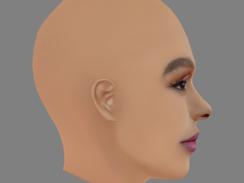 Janelle Monae Head - No Hair - Low poly head for game 3D Model