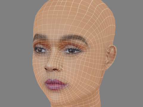 Janelle Monae Head - No Hair - Low poly head for game 3D Model
