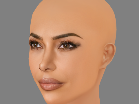 Kim Kardashian Head - No Hair - Low poly head for game 3D Model