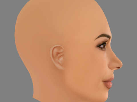 Kim Kardashian Head - No Hair - Low poly head for game 3D Model