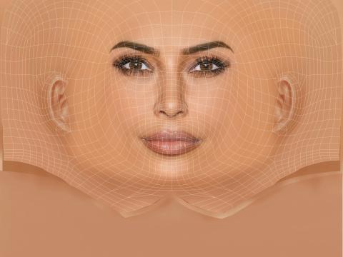 Kim Kardashian Head - No Hair - Low poly head for game 3D Model