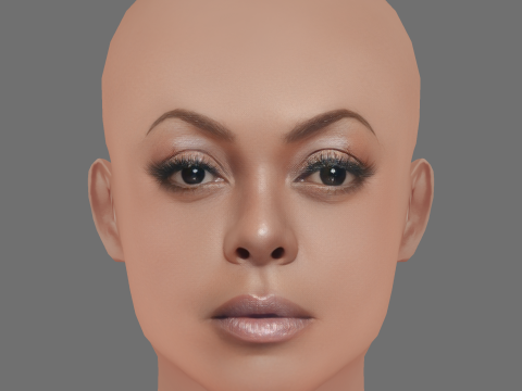Taraji P Henson Head - No Hair - Low poly head for game Model 3D