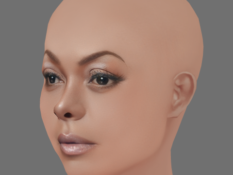Taraji P Henson Head - No Hair - Low poly head for game Model 3D