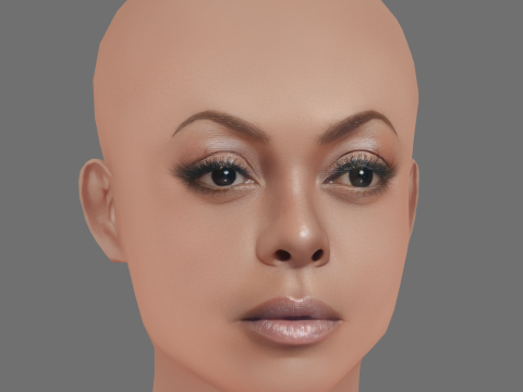 Taraji P Henson Head - No Hair - Low poly head for game Model 3D