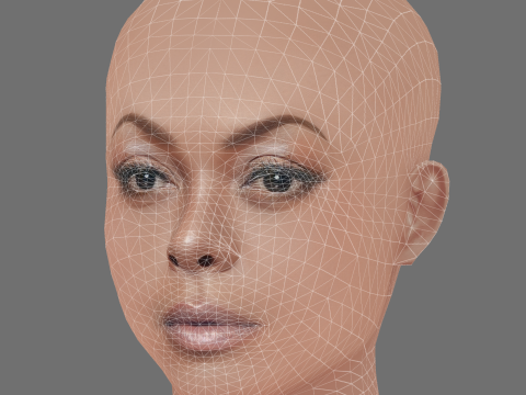 Taraji P Henson Head - No Hair - Low poly head for game Model 3D