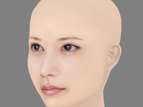 Kasumi Arimura Head - No Hair - Low poly head for game 3D Model