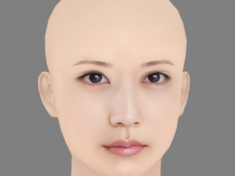 Kasumi Arimura Head - No Hair - Low poly head for game 3D Model