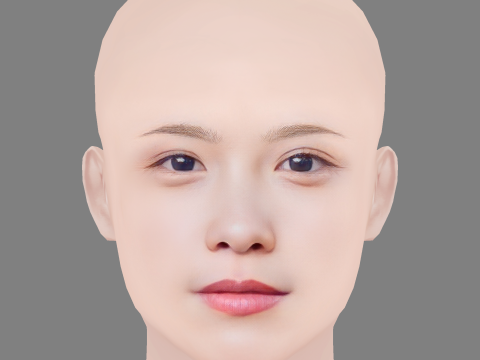 Kawaei Rina Head - No Hair - Low poly head for game 3D 모델